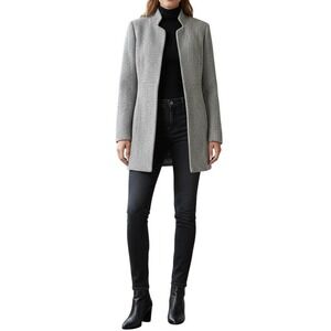 SHEIN Women's Herringbone Tweed‎ Collarless Jacket Coat Size M